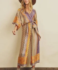 Dress Forum Border Print Satin Jumpsuit New Arrivals