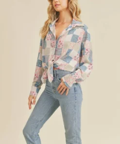 If She Loves Patchwork Print Blouse New Arrivals