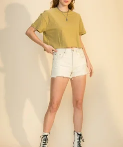 Double Zero Raw Edge Crop Tee New Arrivals