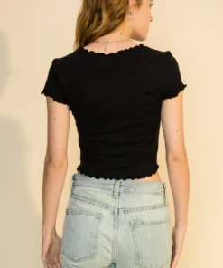 Double Zero New Arrivals Ribbed Lettuce Edge Tee