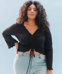 Love Fool New Arrivals The Ruched Slit Sleeve Top