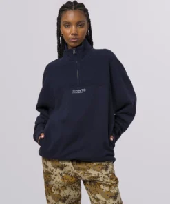 Huf Worldwide New Arrivals Huf 1/4 Zip Mockneck Fleece Jacket