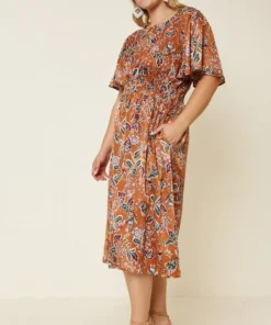 Hayden Satin Floral Midi Dress