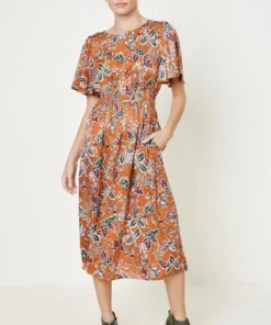 Hayden Satin Floral Midi Dress
