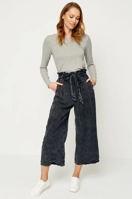 Hayden Womens Mineral Washed Paper Bag Pants 4 Hayden Womens Mineral Washed Paper Bag Pants