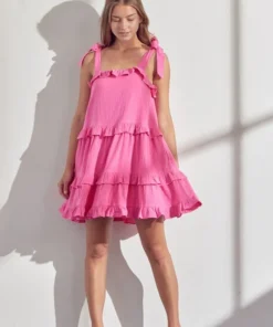 &merci Tie Strap Ruffle Dress Womens