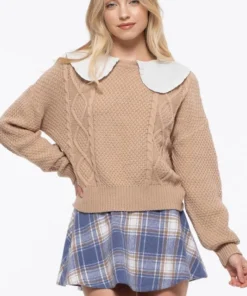 Blu Pepper Womens Baby Doll Collar Sweater