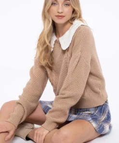 Blu Pepper Womens Baby Doll Collar Sweater