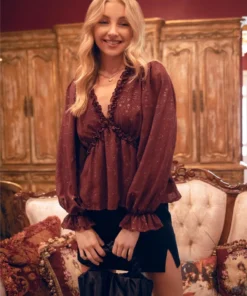 Blu Pepper Glitter Star Blouse Womens