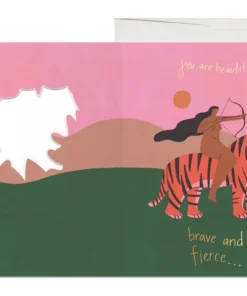 Red Cap Cards Warrior Woman Greeting New Arrivals