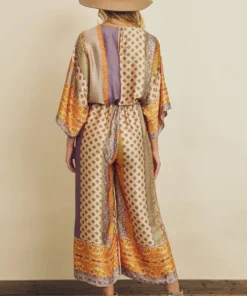 Dress Forum Border Print Satin Jumpsuit New Arrivals