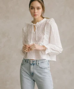 Storia Eyelet Cottage Blouse Womens