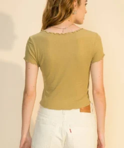 Double Zero New Arrivals Ribbed Lettuce Edge Tee