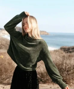 If She Loves New Arrivals Chenille Cropped Turtleneck