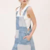 Storia Womens Quilt Pattern Overall Mini Dress