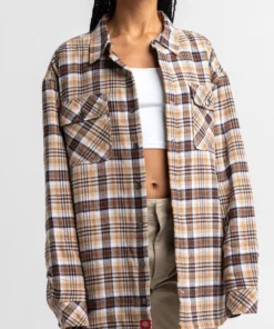 Dickies Girl Oversized Plaid Flannel Jacket