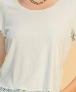 Double Zero Scoop Neck Lettuce Edge Top