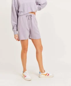 Mono B Mineral Washed Jacquard Shorts Lilac
