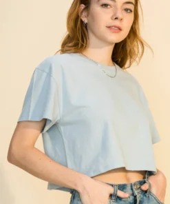 Double Zero Crew Neck Crop Tee New Arrivals