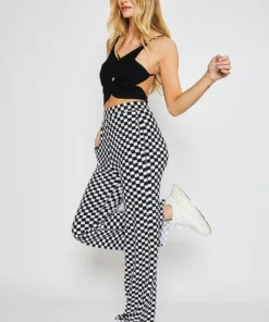Pretty Garbage Checkered Plisse Knit Pants