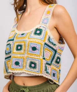 Loveriche Quilt Crochet Top New Arrivals