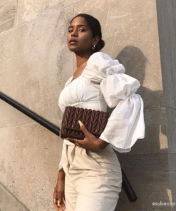 Melie Bianco Giselle Quilted Vegan Crossbody Bag In Chocolate