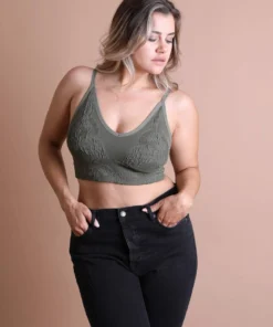 Leto Womens Seamless V Neck Bralette