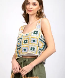 Loveriche Quilt Crochet Top New Arrivals