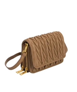 New Arrivals Melie Bianco Giselle Quilted Vegan Crossbody Bag In Mocha