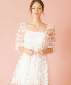 Storia White Glitter Daisy Baby Doll Dress