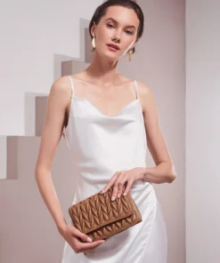 New Arrivals Melie Bianco Giselle Quilted Vegan Crossbody Bag In Mocha