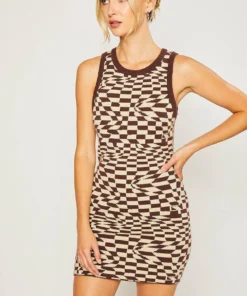 Pretty Garbage Checkered Sweater Dress New Arrivals