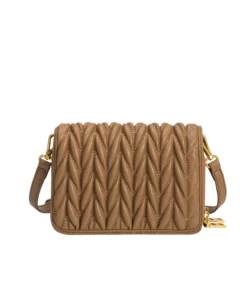 New Arrivals Melie Bianco Giselle Quilted Vegan Crossbody Bag In Mocha