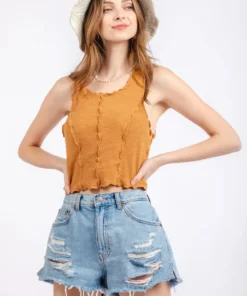 Very J New Arrivals Lettuce Hem Tank