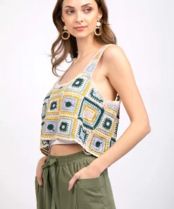 Loveriche Quilt Crochet Top New Arrivals
