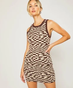 Pretty Garbage Checkered Sweater Dress New Arrivals