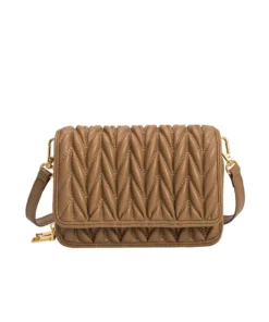 New Arrivals Melie Bianco Giselle Quilted Vegan Crossbody Bag In Mocha