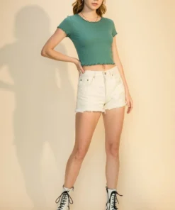 Double Zero New Arrivals Ribbed Lettuce Edge Tee