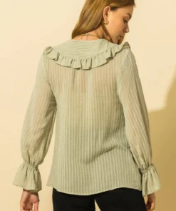 Hyfve Womens Ruffle Collared Blouse