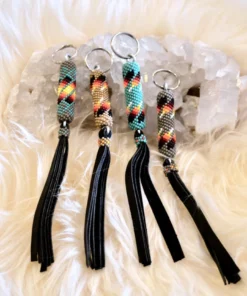 Thunderbird Bead And Fringe Leather Keychain New Arrivals