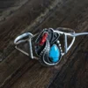 Ebay Jeweler Turquoise & Coral Cuff Bracelet Jewelry