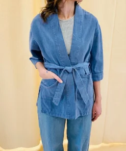 Miss Sparkling New Arrivals Rainbow Denim Duster Jacket