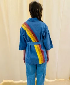 Miss Sparkling New Arrivals Rainbow Denim Duster Jacket