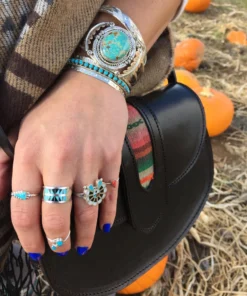 Thunderbird Large Turquoise & Feather Stamped Cuff Jewelry