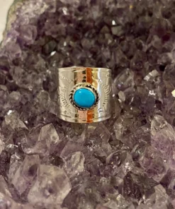 Thunderbird New Arrivals Stamped Band With Kingman Turquoise