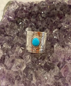 Thunderbird New Arrivals Stamped Band With Kingman Turquoise