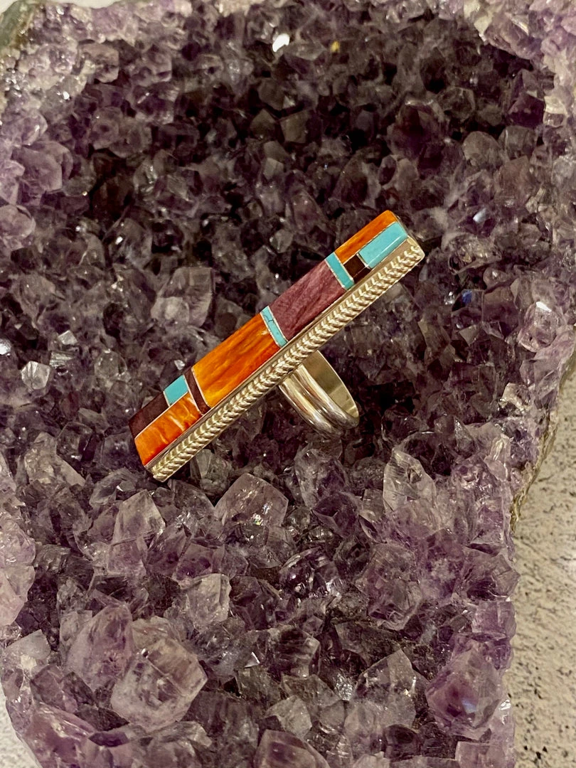 Thunderbird New Arrivals Inlay Tapered Ring 4 Thunderbird New Arrivals Inlay Tapered Ring