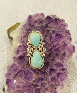 Thunderbird New Arrivals Double Tear Drop Turquoise Ring