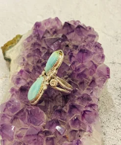 Thunderbird New Arrivals Double Tear Drop Turquoise Ring