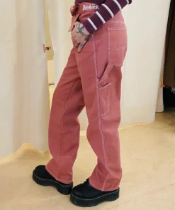 Dickies Girl Relaxed Fit Belted Carpenter Pants, Terracotta